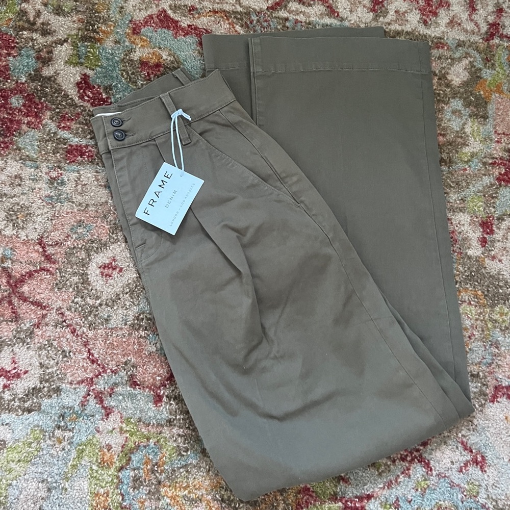FRAME DENIM Wide-leg Trousers In Army Green